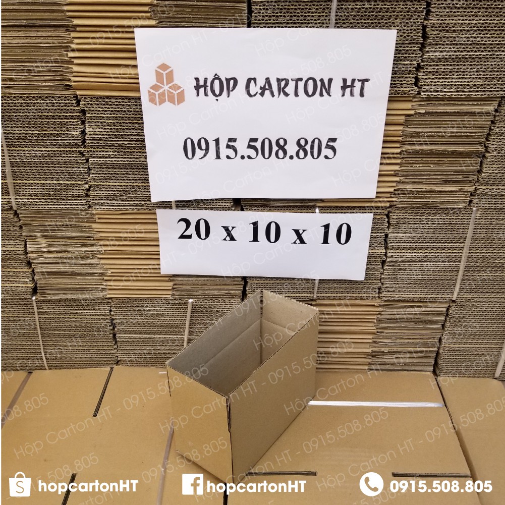 20x10x10 Combo 80 hộp carton, thùng giấy cod gói hàng, hộp bìa carton đóng hàng giá rẻ