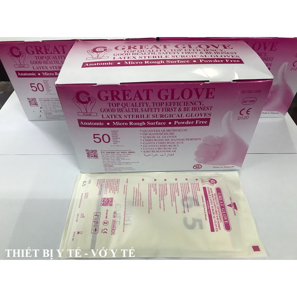 [1 ĐÔI] Găng tay tiệt trùng không bột/có bột Malaysia
