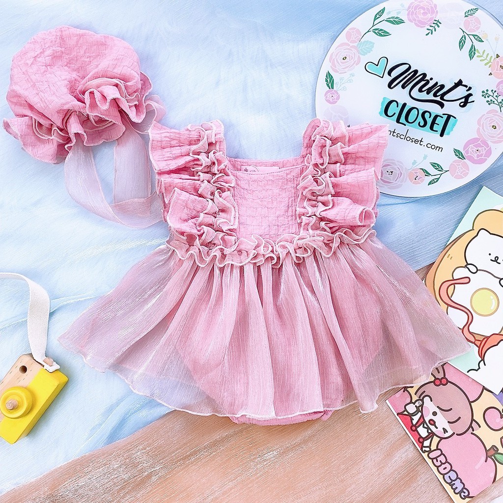 Set body bé gái cánh tiên bèo tơ size từ sơ sinh 1 2 tuổi