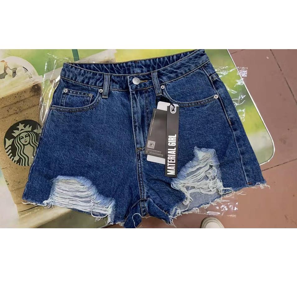 ☪ Quần short Jean Rách Lưng Cao Màu Đen Xám Phong Cách Hàn Quốc Cho Nữ Size xl xxl ☃