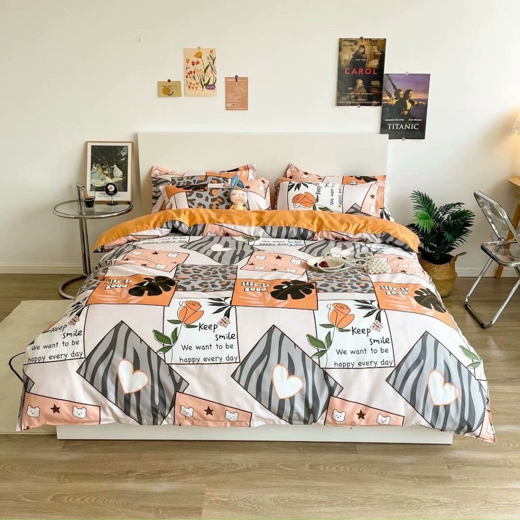 Bộ chăn ga gối Cotton poly The One Bedding đáng yêu chăn ga Hàn Quốc-MIễn phí bo chun