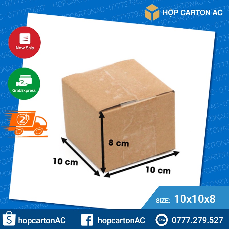 Hộp carton kích thước 10x10x8,hộp bìa giấy đóng hàng giá rẻ nắp gập