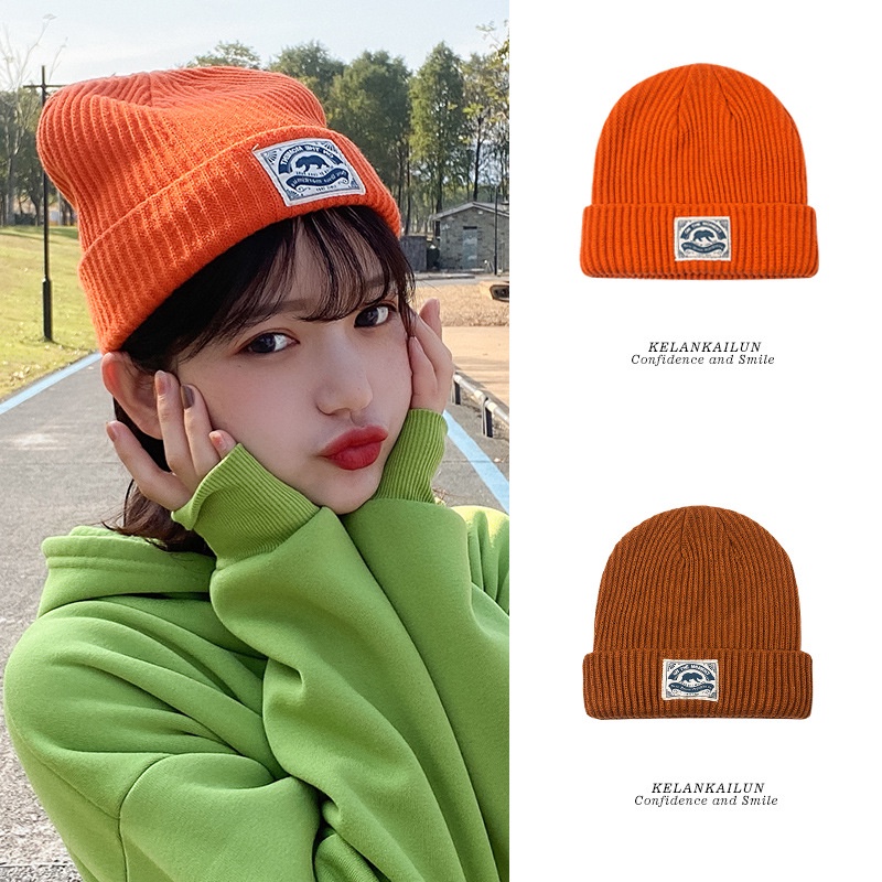 Mũ len dệt kim giữ ấm tai phong cách Nhật Hàn thời trang thu đông cho nam và nữ