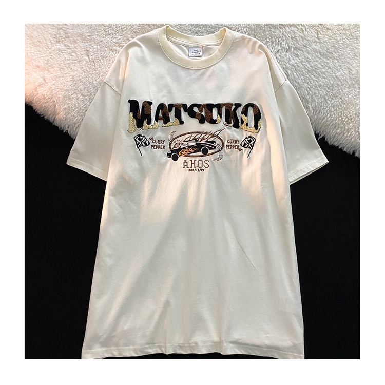 Áo Thun Nữ Ngắn Tay Thêu Chữ Mặt Trước Và Sau Lưng