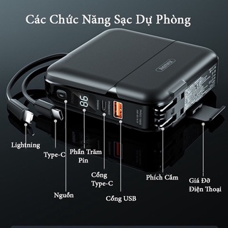 Pin Sạc không dây Romoss Qi 18W  Remax rpp-145 kiêm Pin dự phòng 15000mAh sạc 4 thiết bị cùng lúc