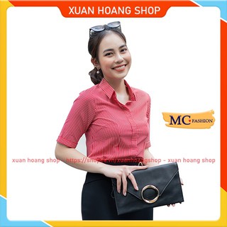 Áo Sơ Mi Nữ Kiểu Công Sở, Kẻ Sọc, Tay Lỡ Đẹp Mc Fashion, Trắng, Đỏ, Vàng, Size Đủ, Chất Vải Co Giãn Nhẹ Mát A630