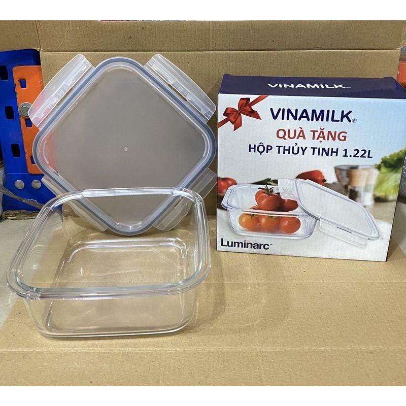 Hộp thủy tinh luminarc 1,22l hàng khuyến mãi vinamilk