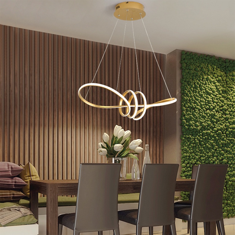 Đèn Thả Led Kiểu Dáng Cong Làm Mờ Từ Xa Thích Hợp Phòng Khách, Phòng Ăn