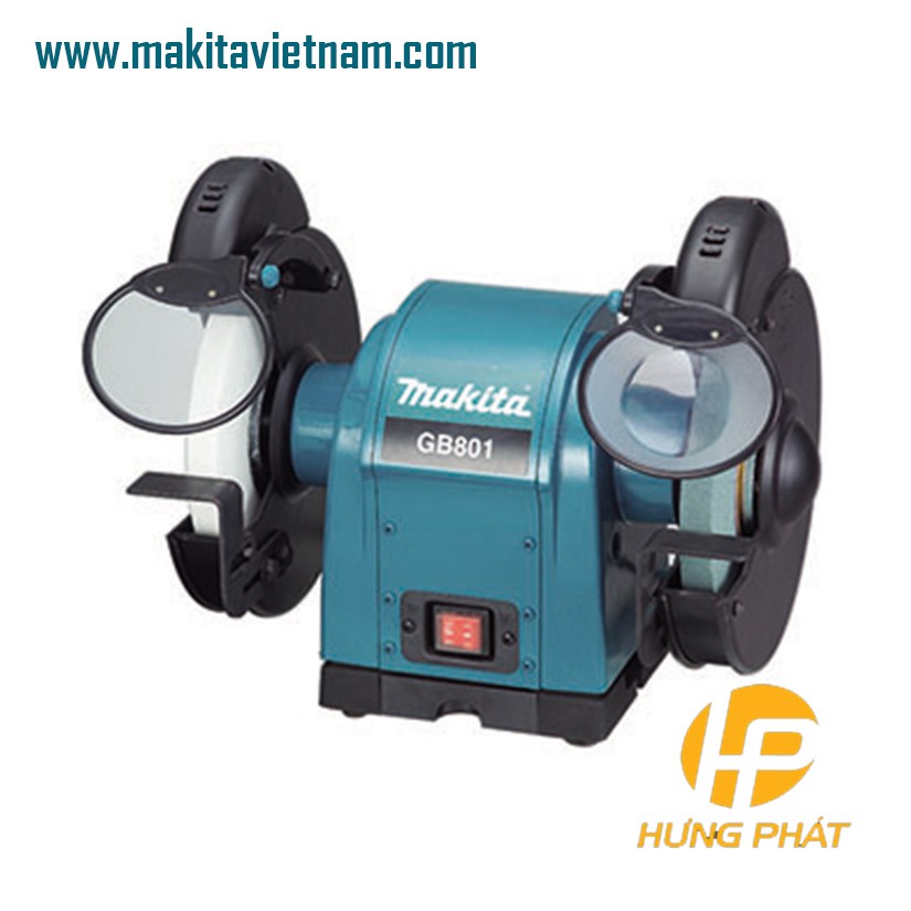 [Hàng chính hãng] Máy mài 2 đá Makita GB801 (205mm). Có kèm tấm che mắt + kính bảo hộ
