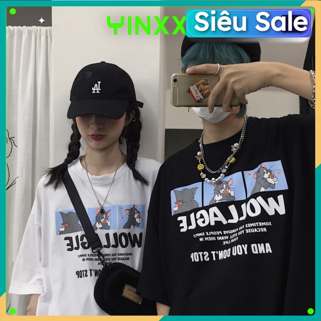 Áo phông nam nữ - Áo thun nam nữ unisex tay lỡ form rộng chất 100% COTTON in hình mèo máy | BigBuy360 - bigbuy360.vn