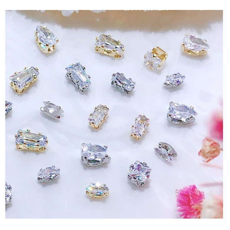 Set 10 Viên Charm Hình Học  Đá Cao Cấp Trang Trí Móng