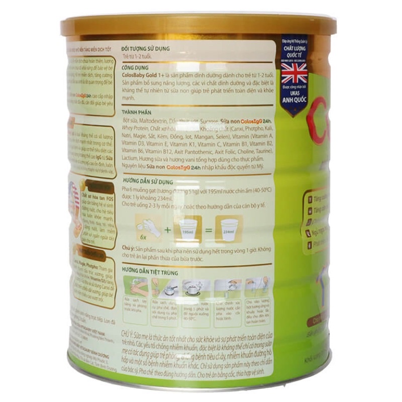 Sữa Colosbaby Gold 1+ 800gr Date 2025