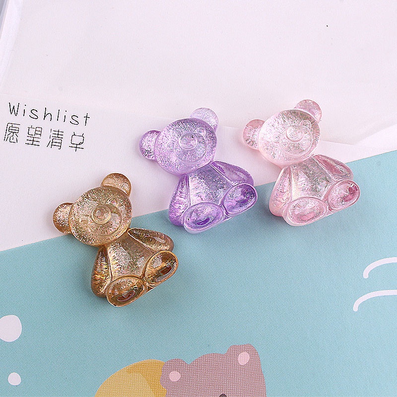 Set 10 Phụ Kiện Làm Bông Tai Hình Chú Gấu Đáng Yêu Bằng Nhựa Kích Thước 1.8x.1.1cm DIY