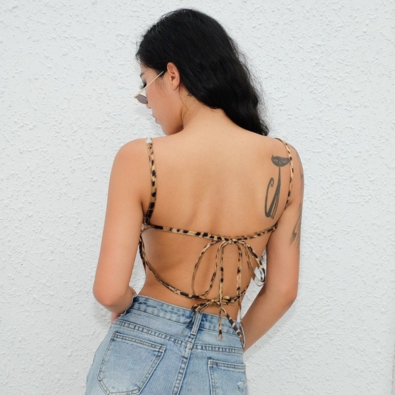 Sexy Backless Leopard Print Cross Straps Camisole Women | BigBuy360 - bigbuy360.vn