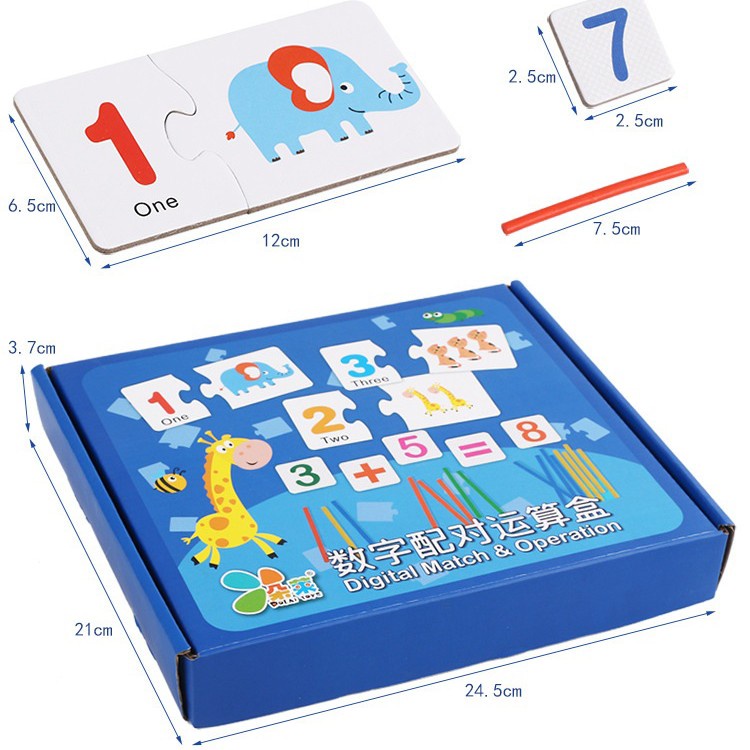 Bộ giáo cụ que tính học toán và thẻ ghép số học phép tính tư duy, giáo cụ Montessori cho bé Bkid21
