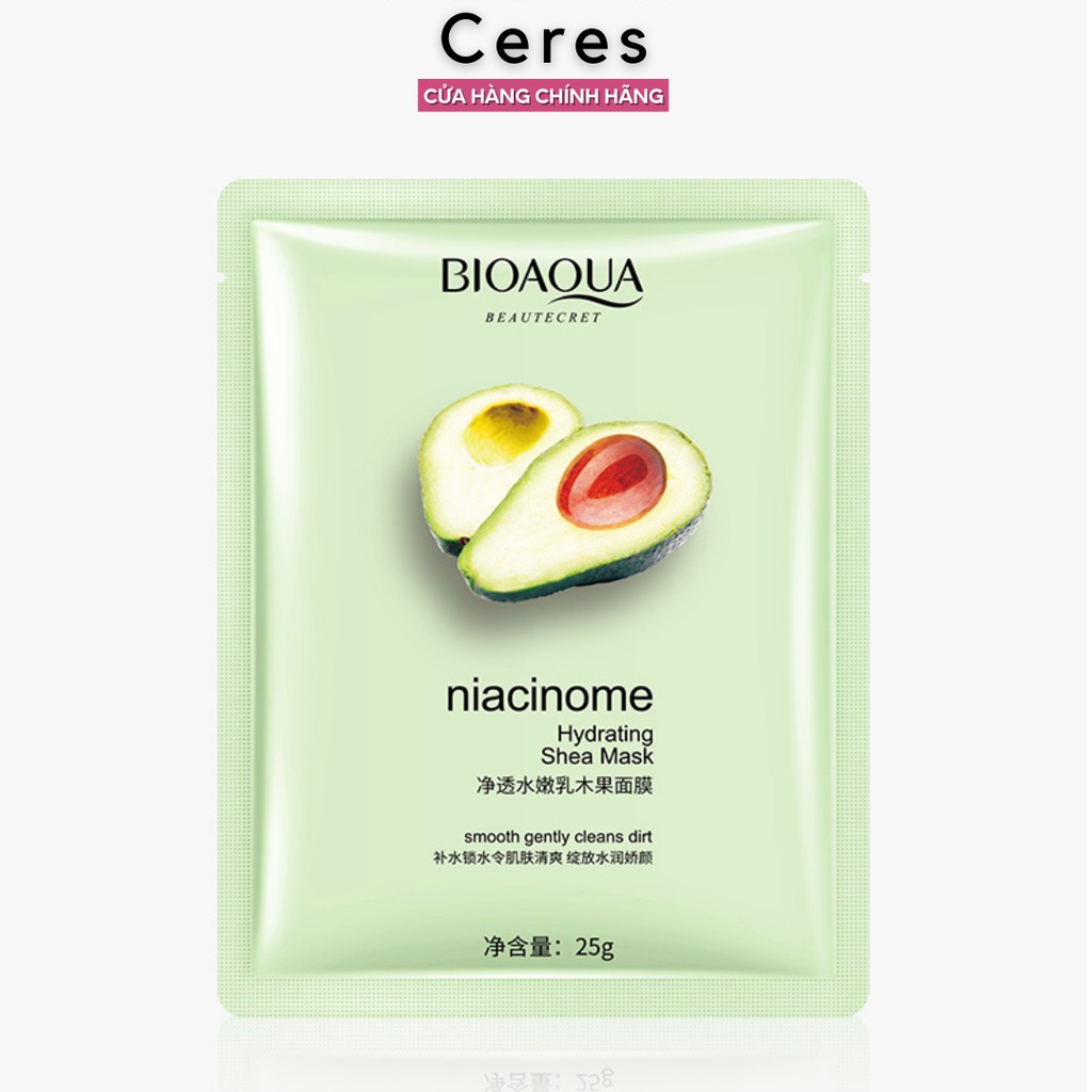 Mặt Nạ 🥑𝑭𝒓𝒆𝒆𝒔𝒉𝒊𝒑🥑 Mask Quả Bơ Bioaqua Niacinome Hydrating Shea - Mask Giữ Ẩm Cấp Nước Trắng Da