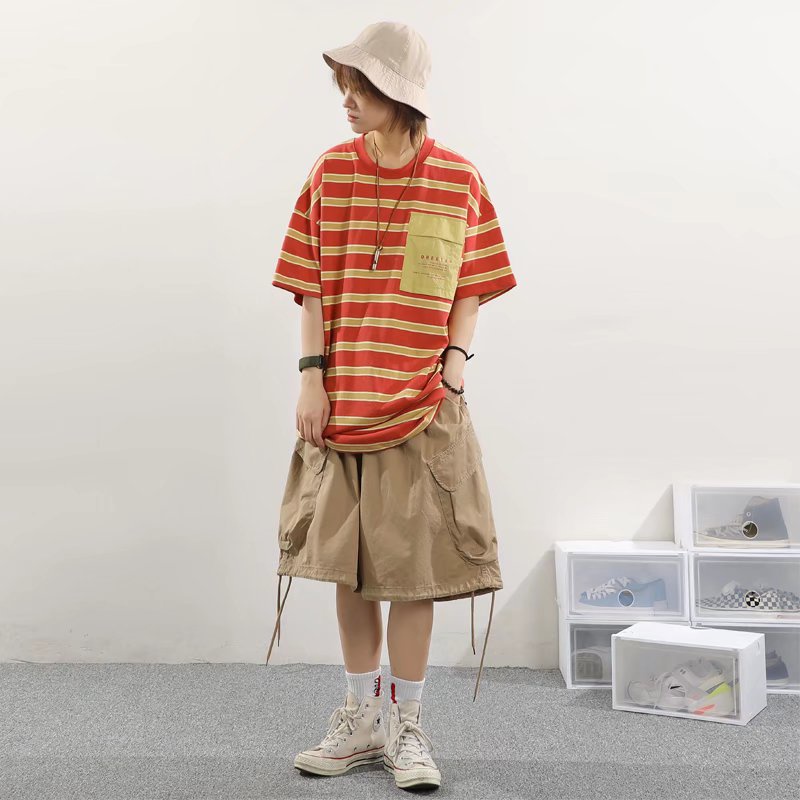 Quần Short Dáng Suông Rộng Nhiều Túi Phong Cách Hip Hop Đường Phố Cho Nam Size M-4XL