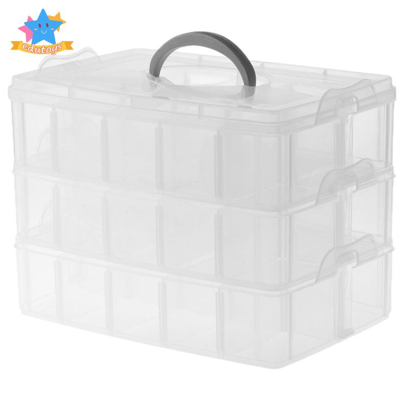 Hộp Đựng Trang Sức Hạt Nhựa 3 Lớp 30 Ngăn Xinh Xắn Sắp Xếp Gọn Gàng