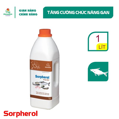 Vemedim Sorpherol cá, hỗ trợ gan, loại thải độc chất cho cá, dạng dung dịch, chai 1lit