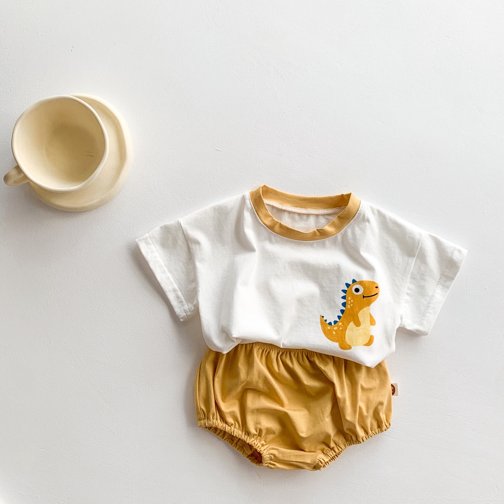 Bộ Áo Thun In Hoạt Hình + Quần Short Cho Bé