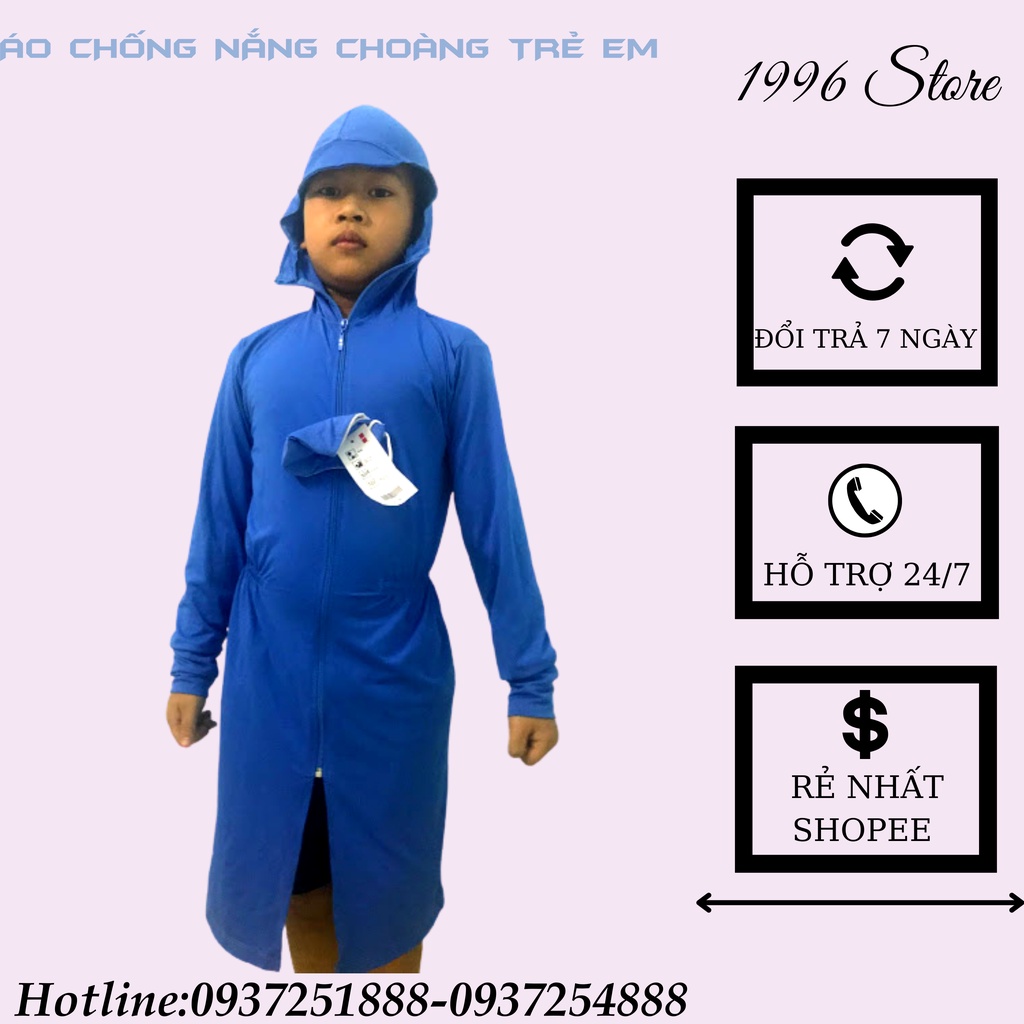 Áo choàng chống nắng trẻ em kim cương thân dài size 11-30kg