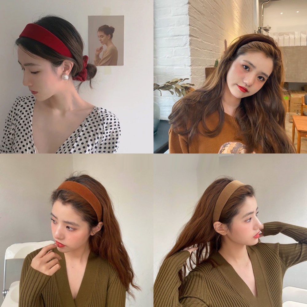 [sweet] woman french retro Temperament All-match Broad-brimmed Headdress face washing hairband Ornament