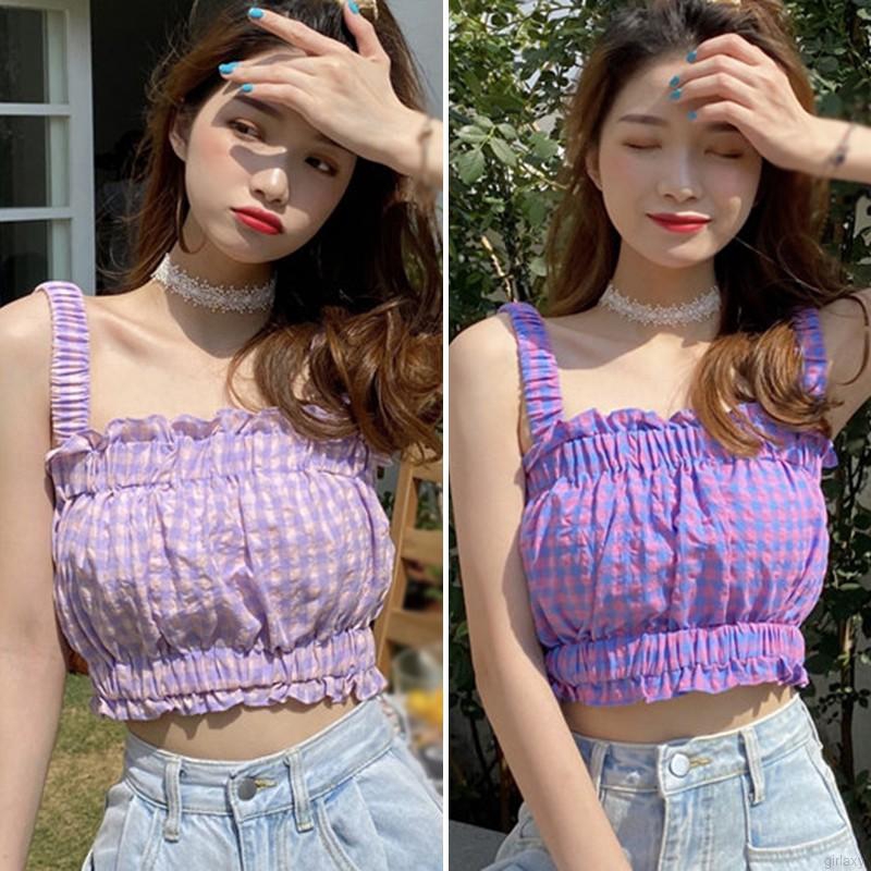 Áo Croptop Hai Dây Kẻ Sọc Caro Phong Cách Hàn Quốc Cho Nữ | BigBuy360 - bigbuy360.vn