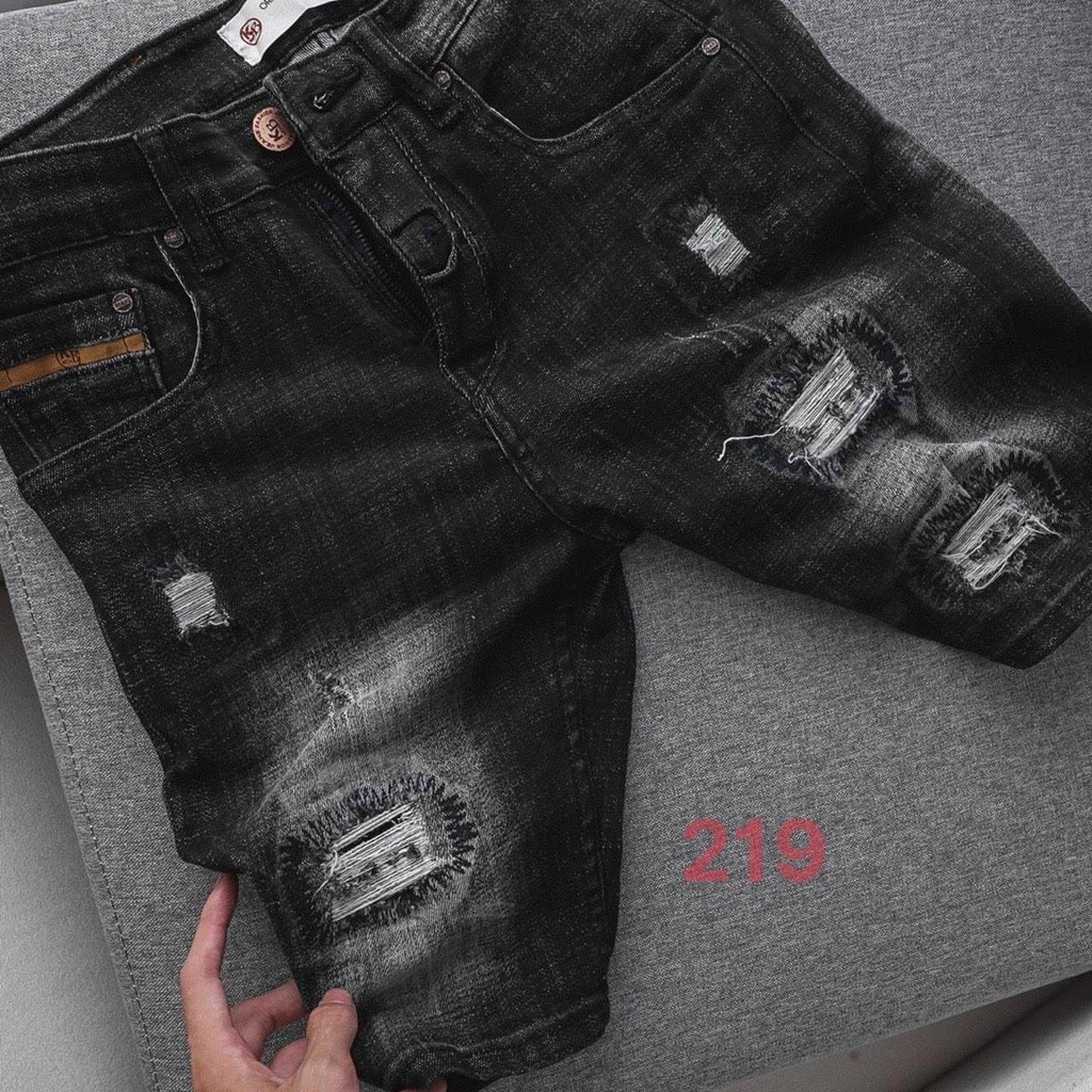 Quần short jean nam chất bò co giãn, màu đen rách thời trang LUTY SHOP ms209 | BigBuy360 - bigbuy360.vn