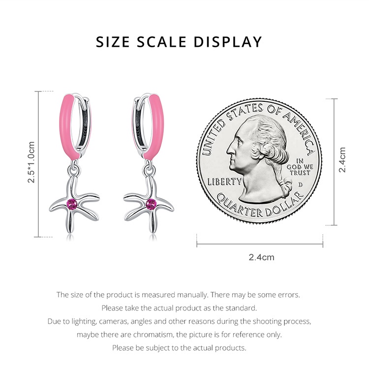 Khuyên tai BAMOER bạc 925 mặt vỏ sò/ sao biển thời trang