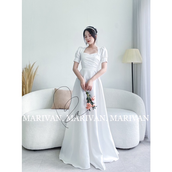 Đầm cưới MARIVAN xoè lục giác tam giác Đan lưng cực xinh S/M/L