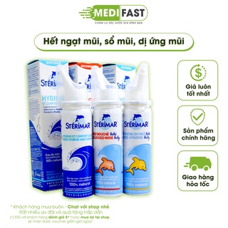 Xịt mũi Sterimar - Xịt nước muối biển, giúp loại bỏ chất nhầy, thông thoáng mũi - Chai 50ml