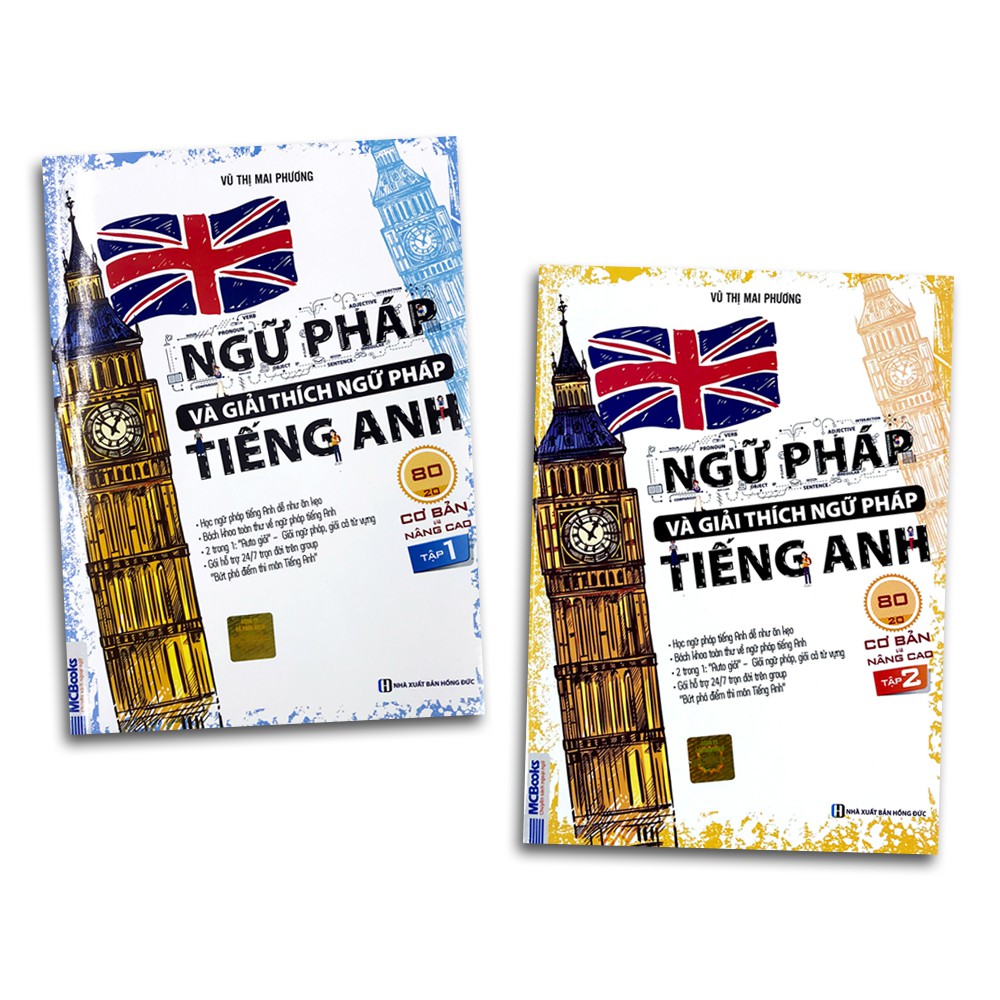 Sách -  Ngữ pháp và giải thích ngữ pháp tiếng Anh 80/20 cơ bản và nâng cao (Bộ 2q, lẻ tùy chọn)