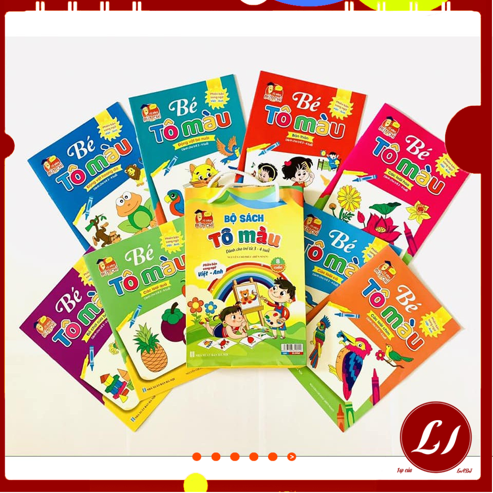 Bộ 8 tập TÔ MÀU nhiều chủ đề cho bé thỏa sức sáng tạo