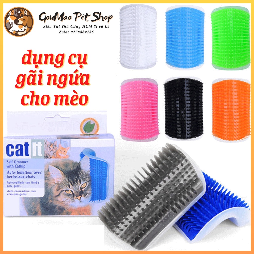 Lược chải lông mèo gắn tường tự massage rụng cọ má và gãi ngứa cho mèo tặng gói catnip  - goumao pet