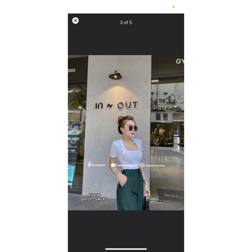 Áo thun cổ U vạt sang chảnh
