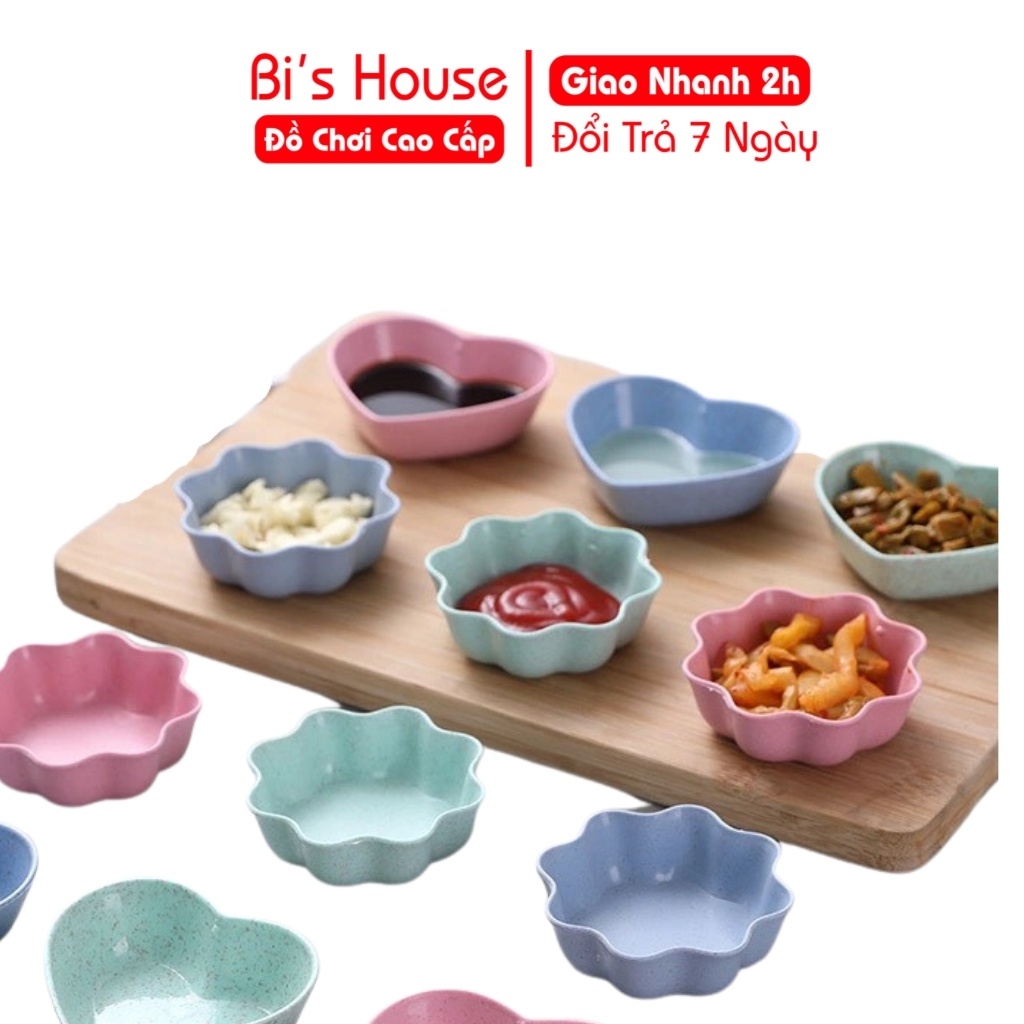 Combo 2 chén (bát ) đựng gia vị , nước chấm, chén mini cho bé ăn dặm kiểu Nhật bằng nhựa lúa mạch an toàn