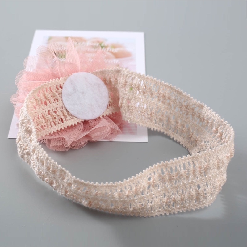 Turban hoa voan dây ren cho bé gái