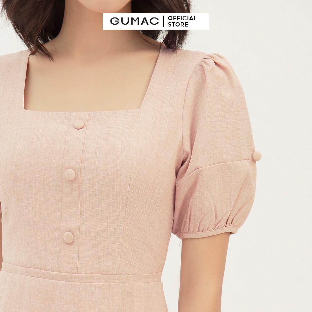 Đầm nữ dáng chữ A cổ U túi đắp GUMAC màu cam, đủ size, thanh lịch, trẻ trung DB312 | BigBuy360 - bigbuy360.vn