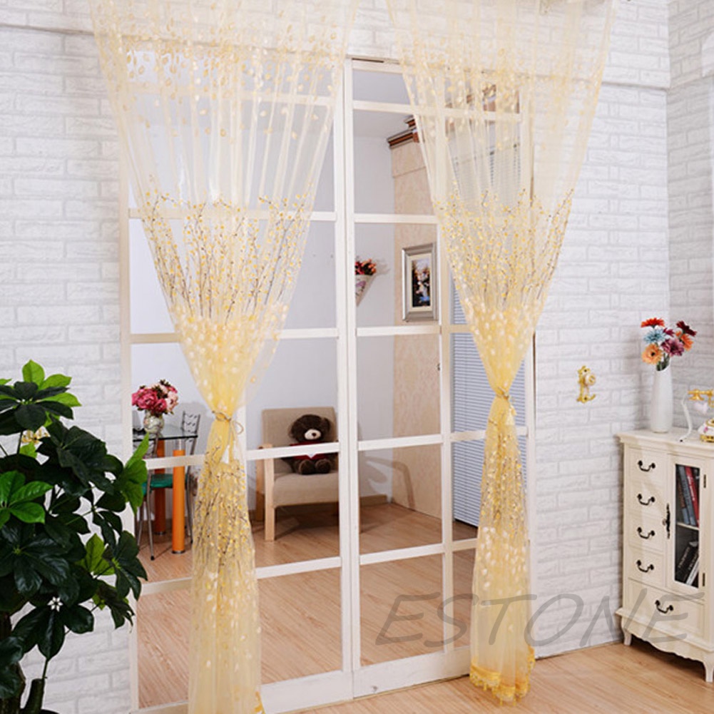 Rèm cửa sổ Vải Tuyn Họa Tiết Hoa Thời Trang