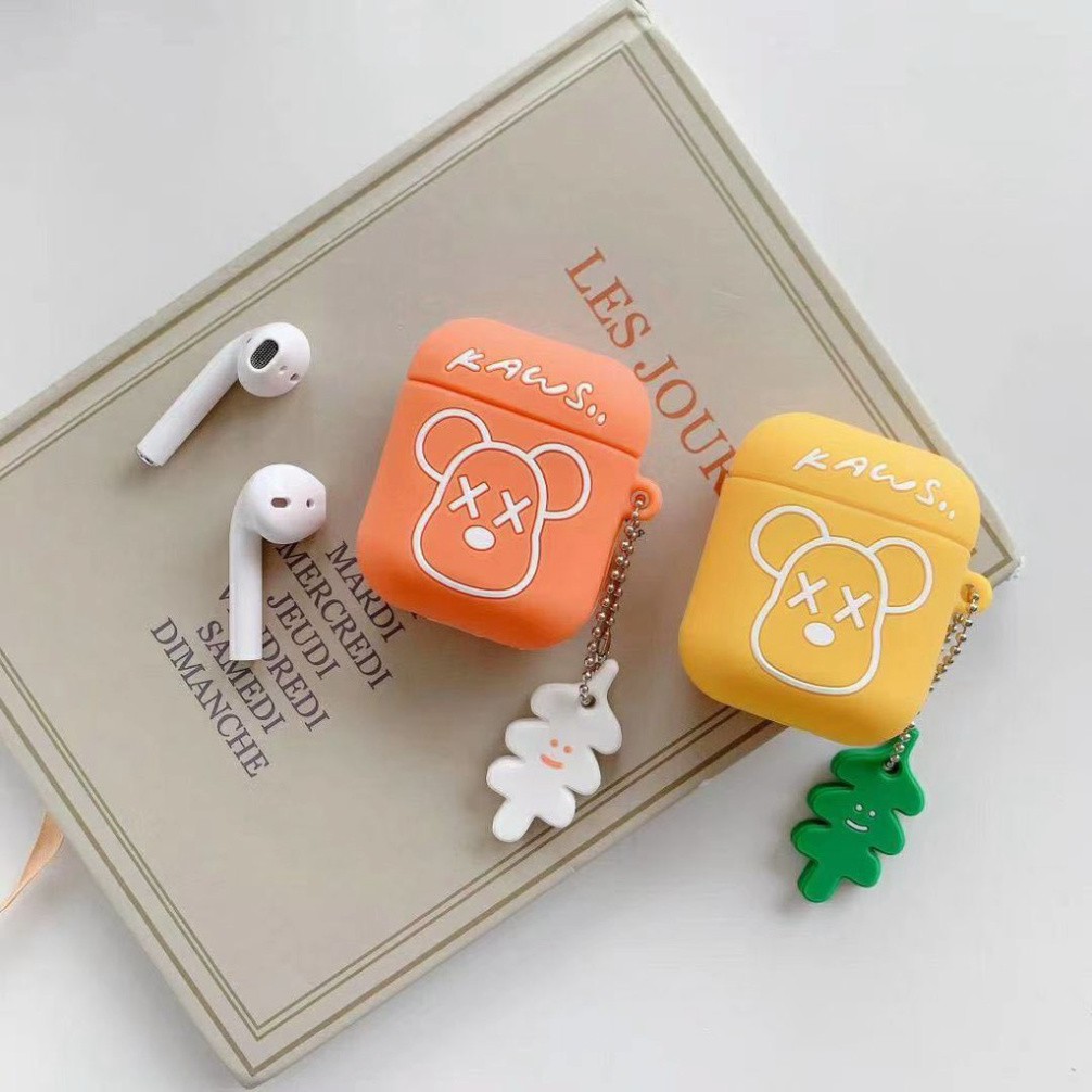 ✔️Case Vỏ Bọc Airpod 2 Đựng Tai Nghe Airpods 1 2 Pro Kaws nằm Chất Liệu Silicon Cao Cấp Cực Xinh (Cam/trắng/vàng)