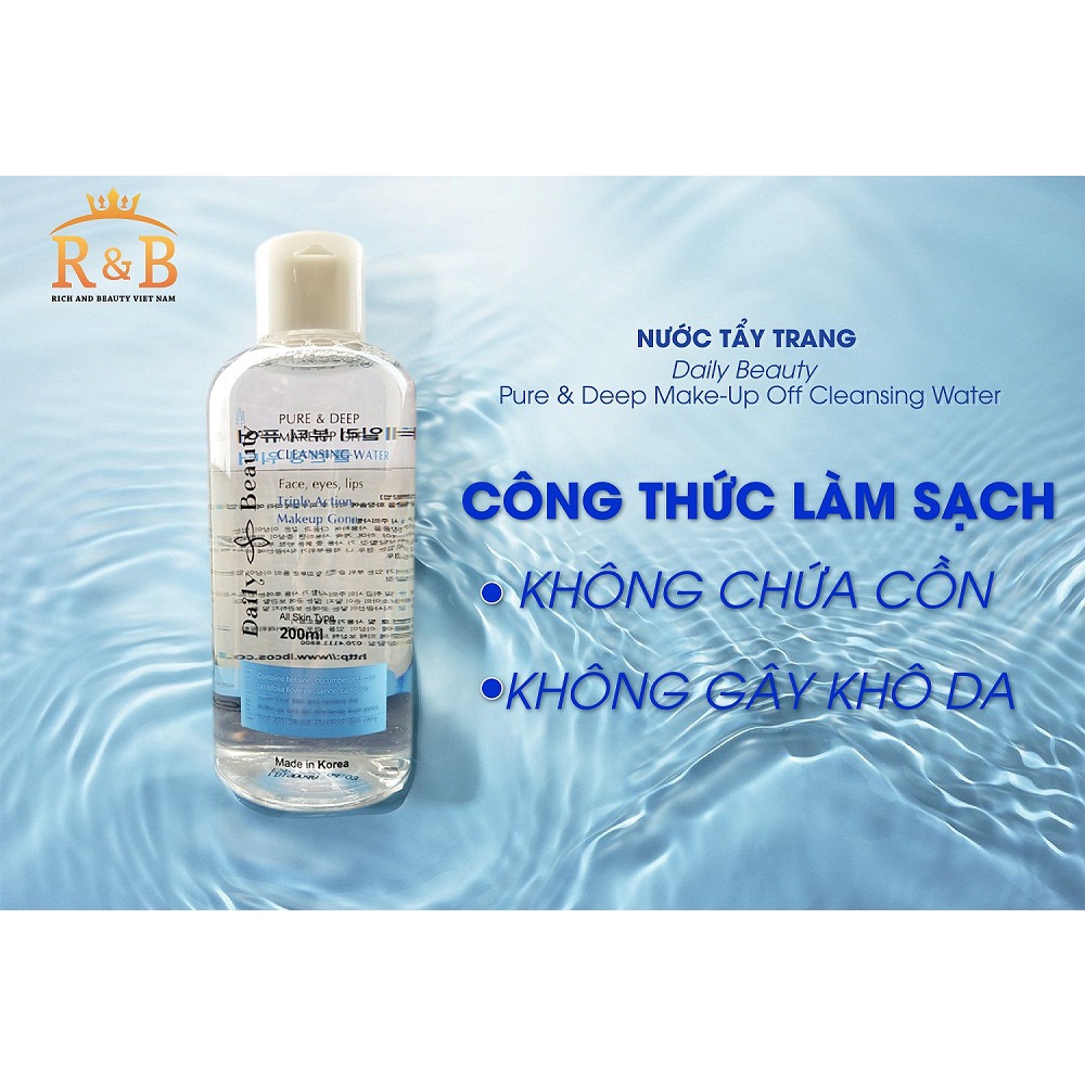 Nước tẩy trang Daily R&amp;B Beauty Pure &amp; Deep Make-up Off Cleansing Water