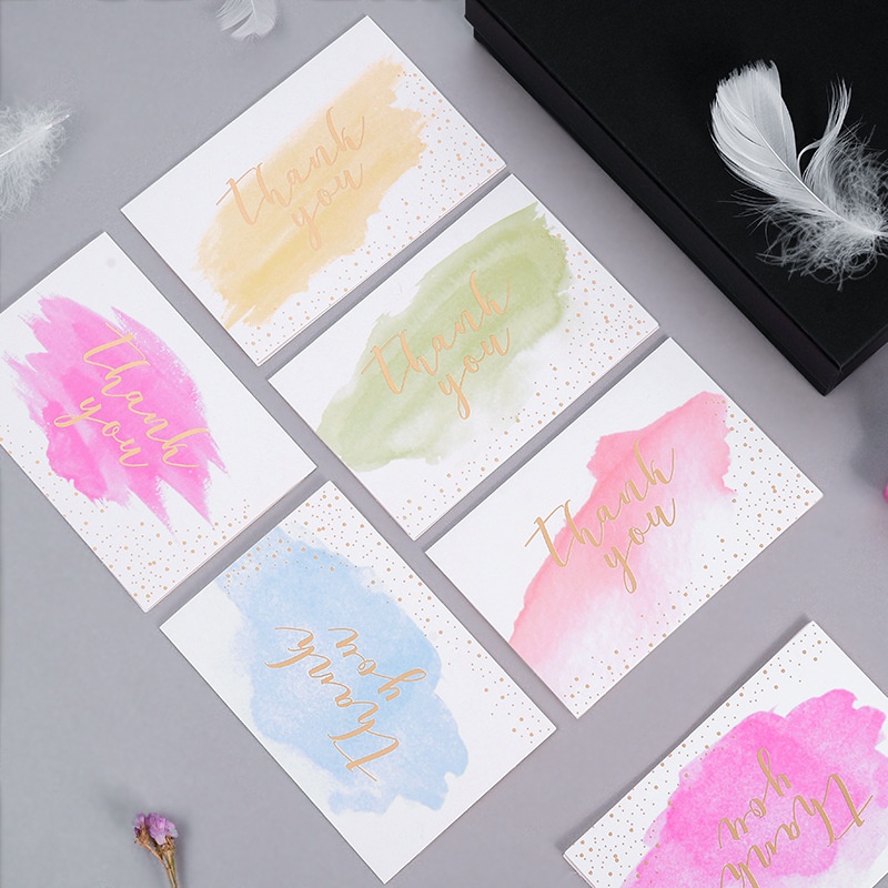 6pcs/set Watercolor Dot Thank You Greeting Card Postcard festival Party supplies Stationery