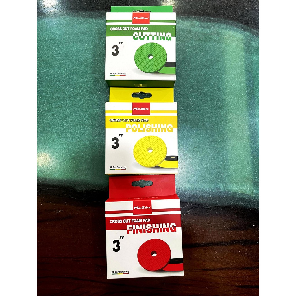 Combo 3 phớt đánh bóng bước 1/2/3 3 màu xanh - vàng - đỏ Maxshine 3in 7.5cm