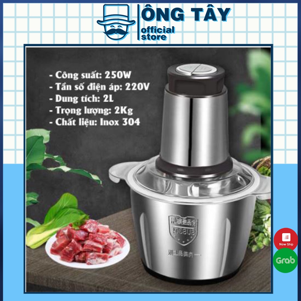 BẢO HÀNH 1 ĐỔI 1 Máy xay thịt, máy xay đa năng, công suất 250W, cối inox304, 4 lưỡi dao sắc bén