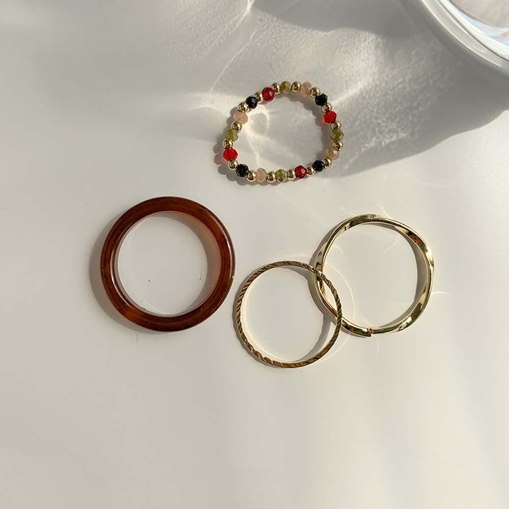 Set 4 Nhẫn VANES1 Phong Cách Retro Hàn Quốc