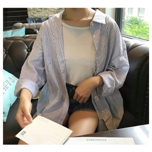 [ORDER]  áo sơ mi basic trắng sọc xanh💙