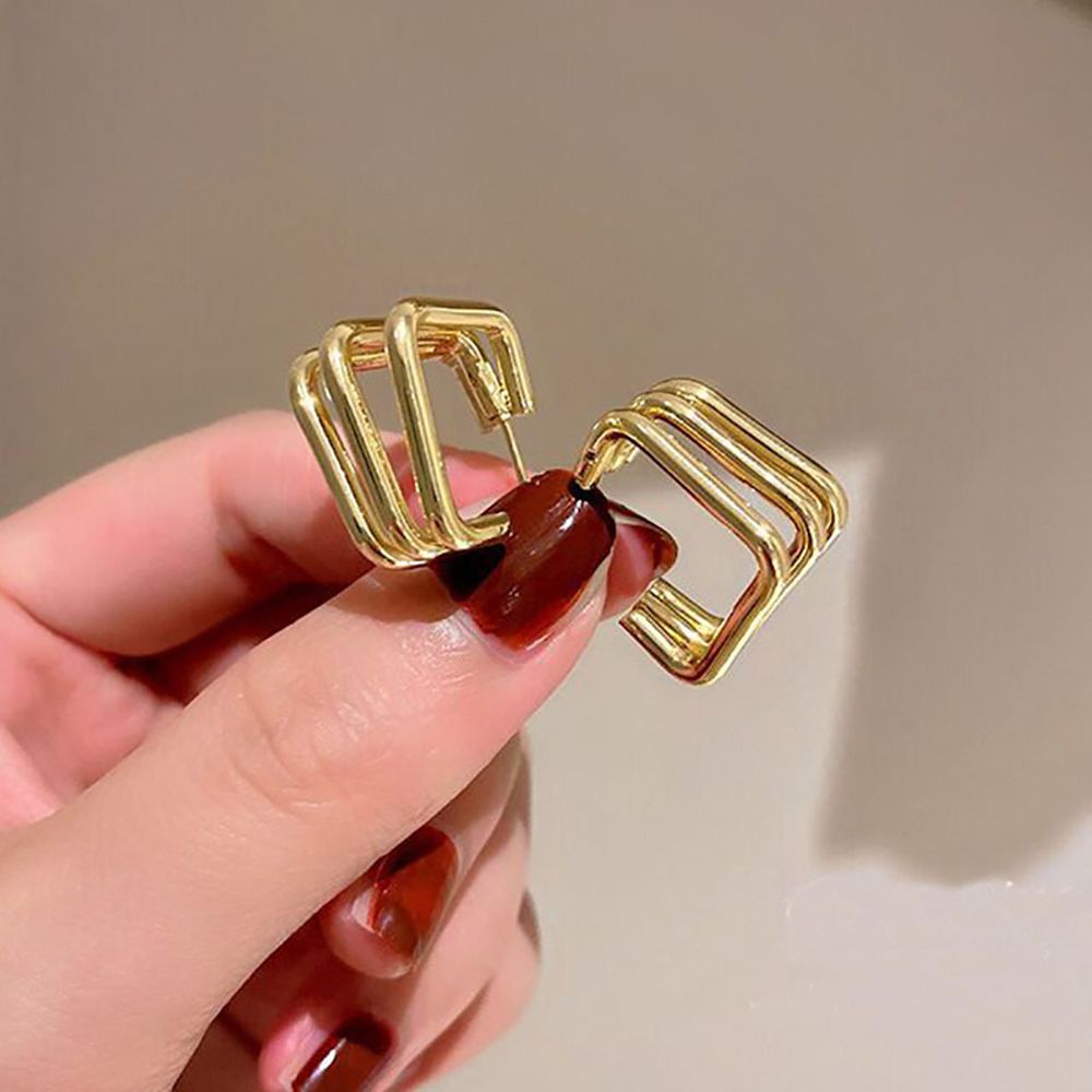 Bông tai hình vuông bằng hợp kim nhiều màu thời trang cổ điển phong cách Hàn Quốc cho nữ