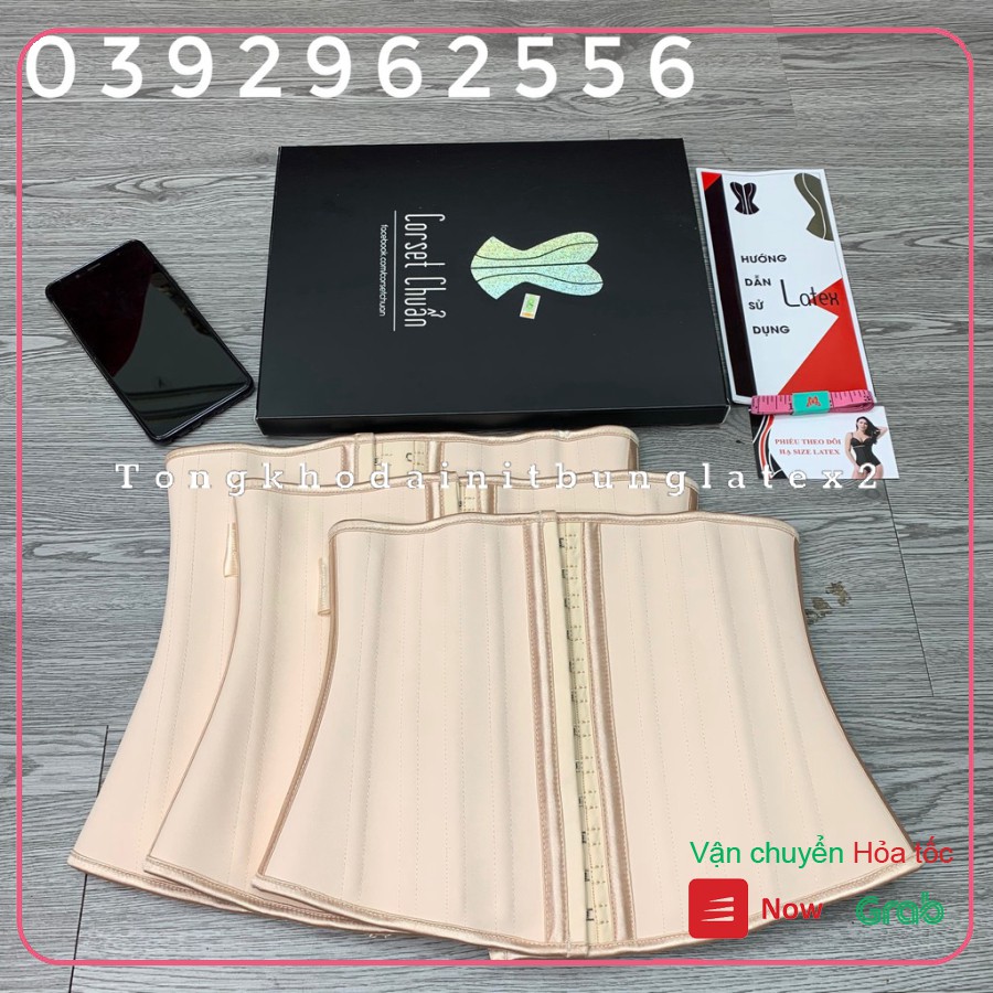 [Tặng thanh nới và liner] Đai nịt bụng Latex 25 xương nhập khẩu Hy Lạp - Gen định hình cao su non cao cấp