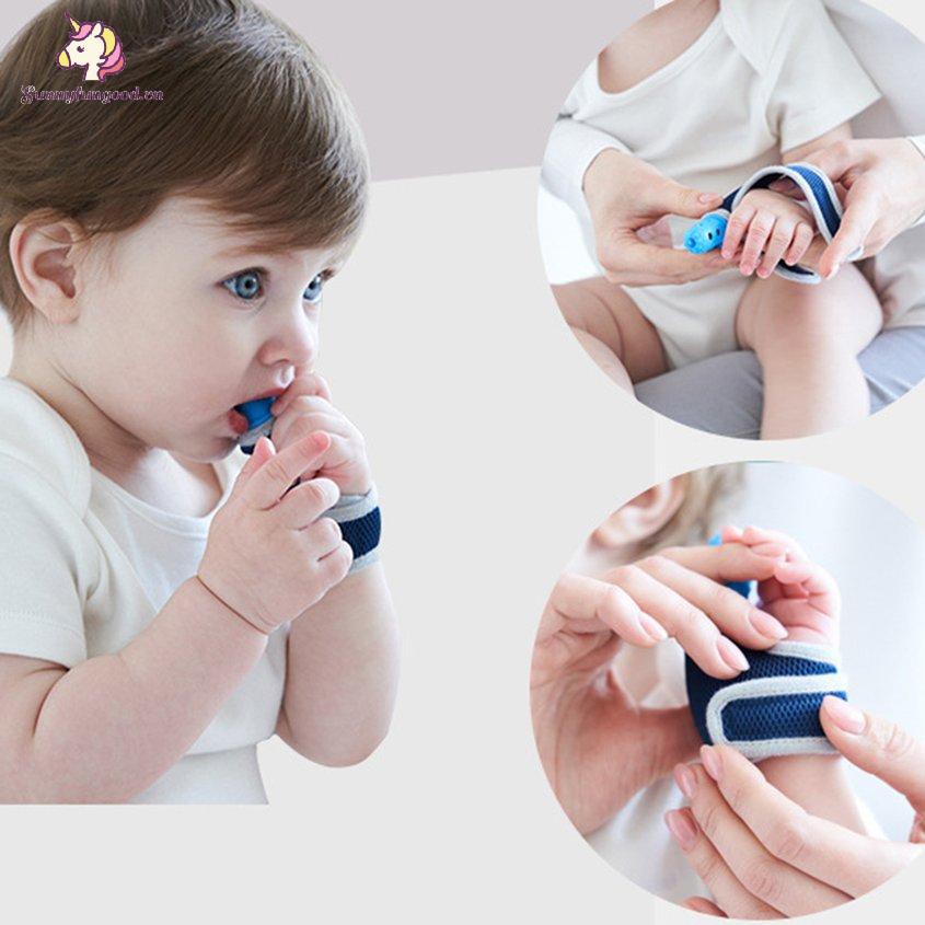 Găng tay silicone bọc ngón tay hỗ trợ ngăn trẻ em bú ngón cái