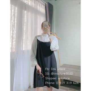 [Ảnh thật] Đầm suôn cổ bèo trắng